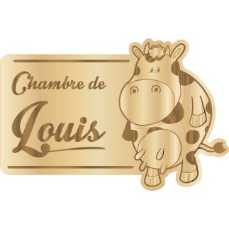 Plaque de Chambre Enfant Bois Vache