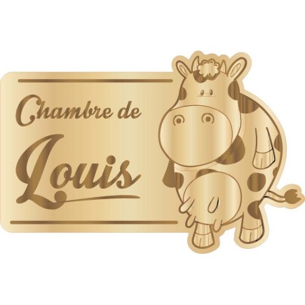 Plaque de Chambre Enfant Bois Vache